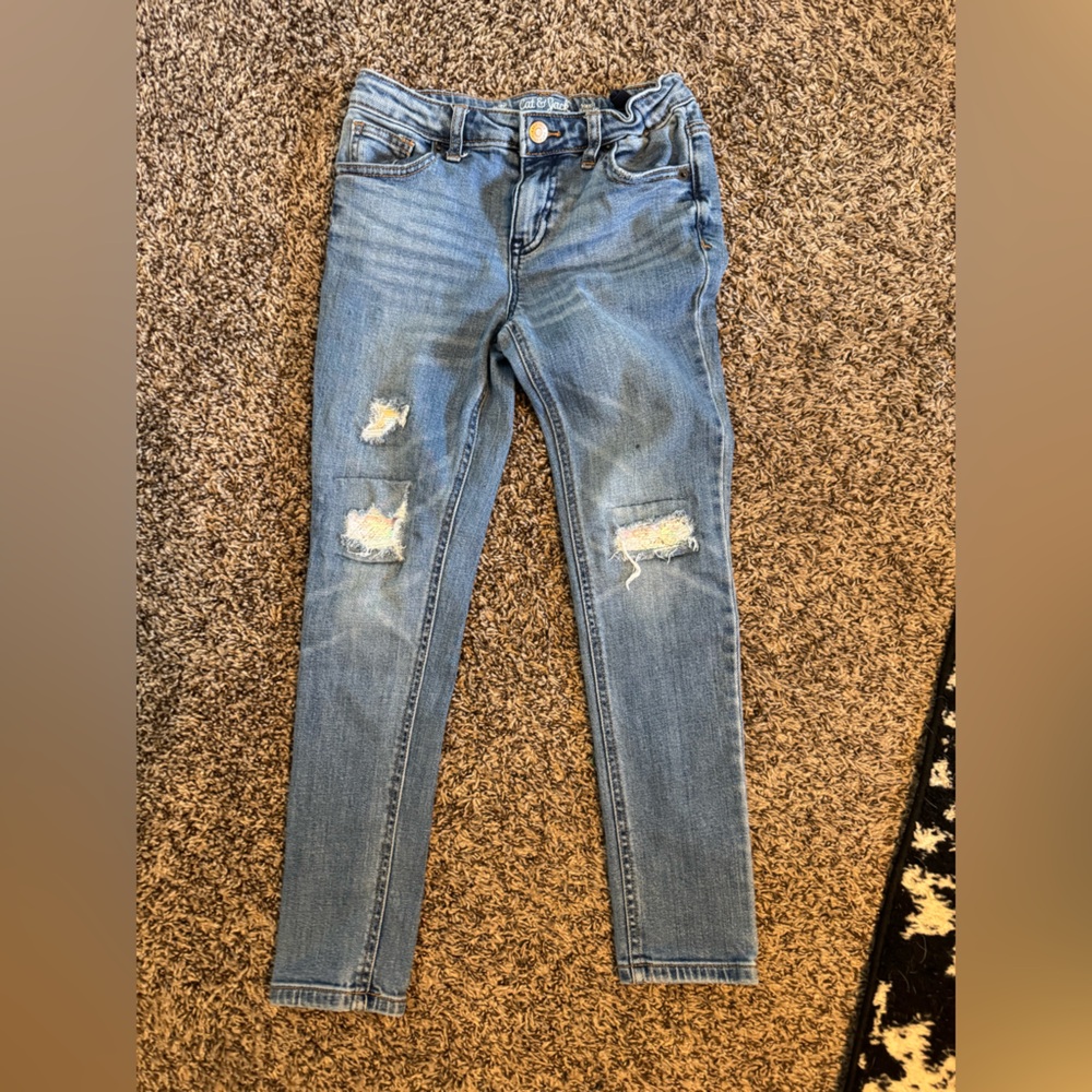 Cat & Jack girls Light Blue Distressed Skinny Jeans